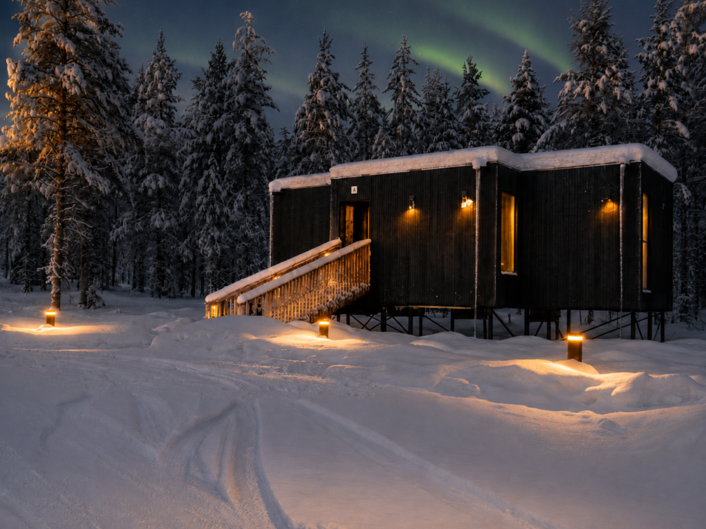 Superior Villa under the northern lights in Lapland